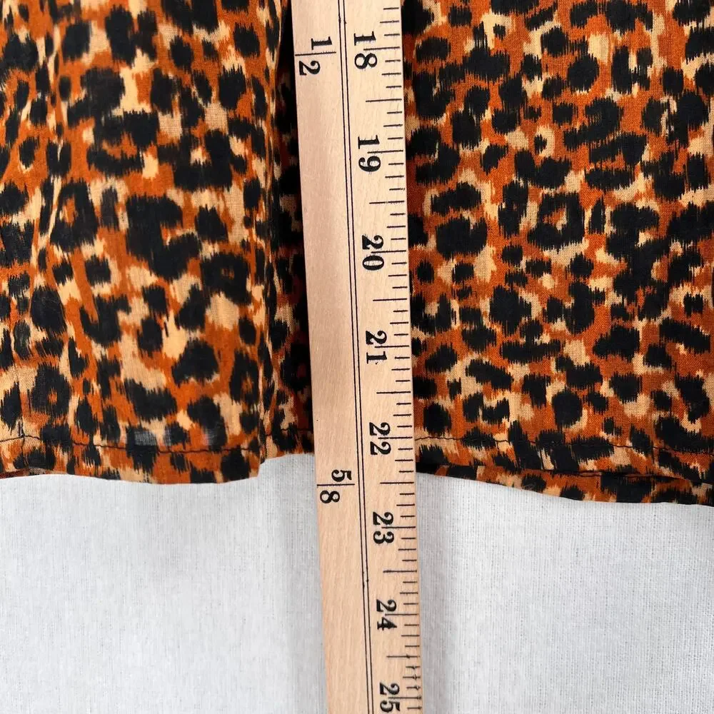 ULLA JOHNSON Vesna Blouse Womens 4 Brown Black Leopard Print Cotton Puff Sleeve